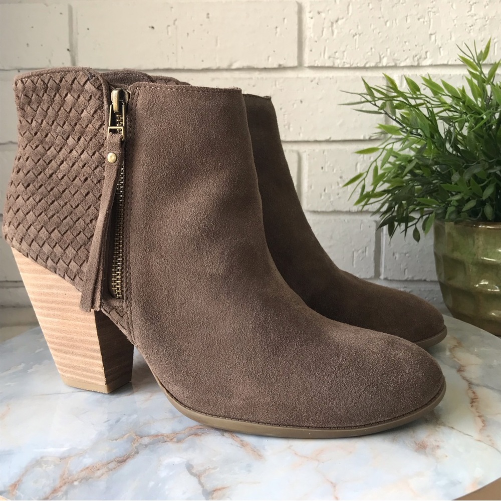 Sole Society Taupe Zada Ankle Boot Size 11 Chunky Stacked Heel